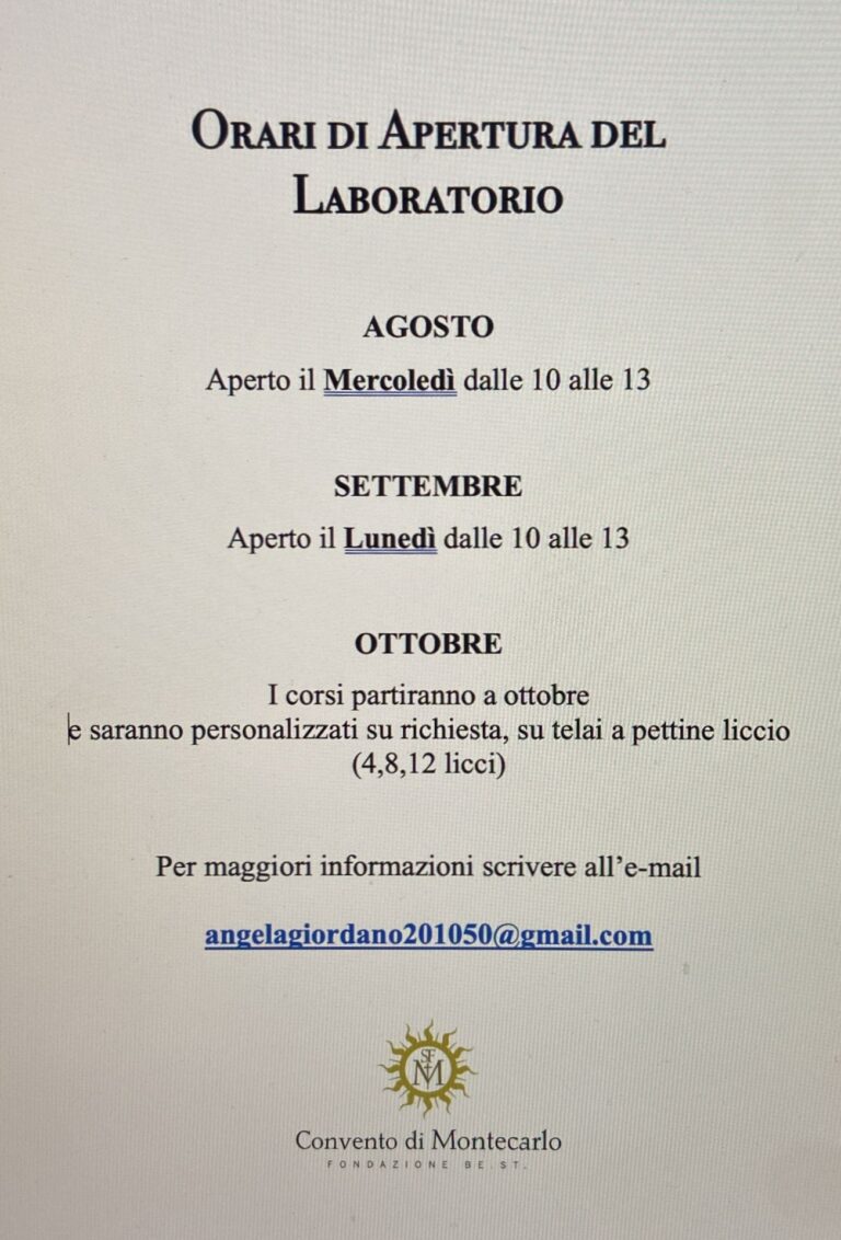 Laboratorio tessitura - orari